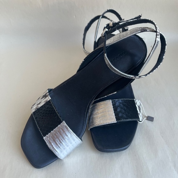 Vic Matie New Black Silver Python Leather Ankle Strap Comfy Sandals Shoes 7 - Picture 12 of 12